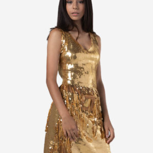 Gold night party dress for women